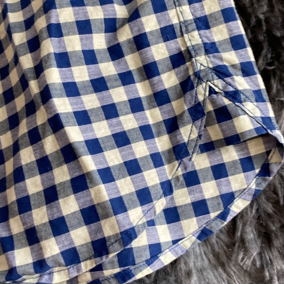 Daniel Crémieux navy pale yellow plaid checkered short-sleeve button down shirt - Picture 14 of 17